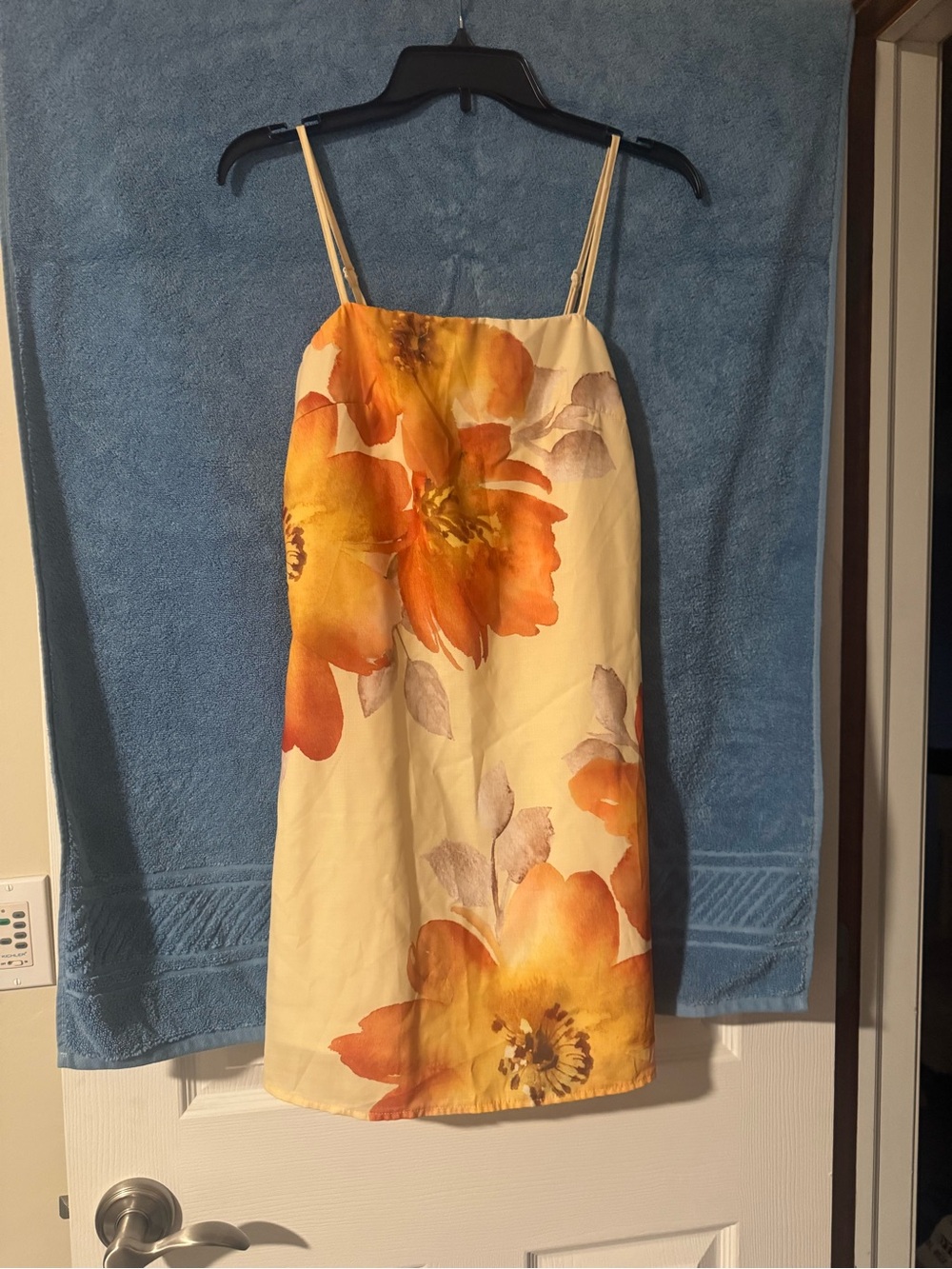 Floral Spaghetti-Strap Dress in Yellow and Orange